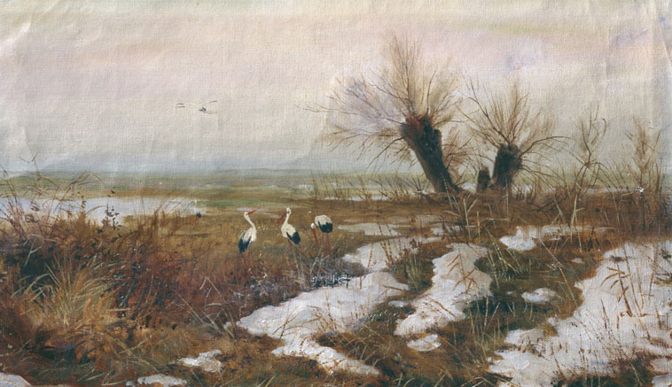 Sergey Ivanovich Svetoslavsky. Landscape with storks. The beginning of the twentieth century