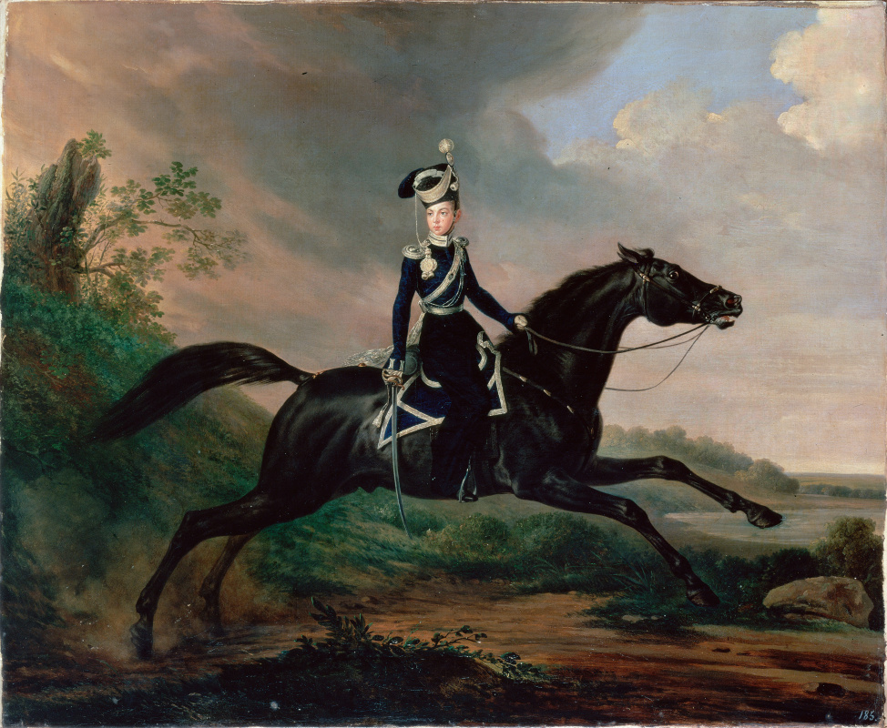 Franz Kruger. Equestrian portrait of Prince Alexander Nikolayevich