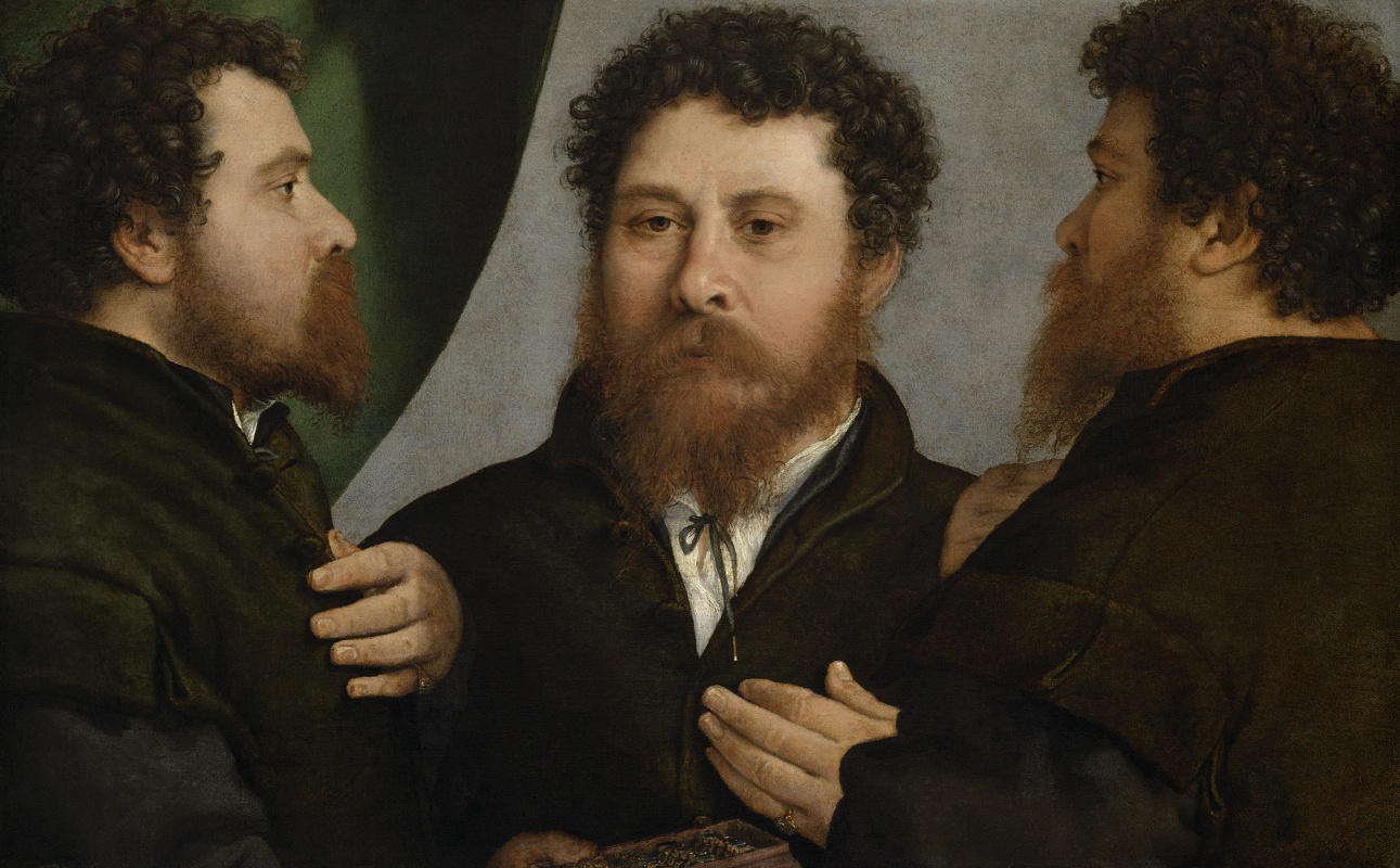 Lorenzo Lotto. Triple Portrait of a Goldsmith (Bartilomeo Carpan?)