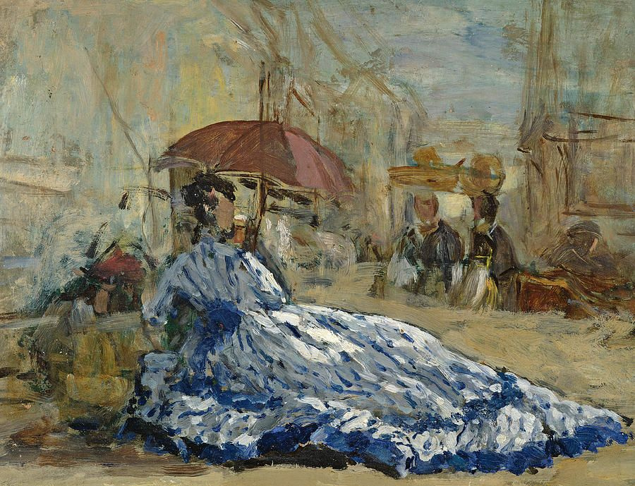 Eugene Boudin. The woman in the blue dress under an umbrella