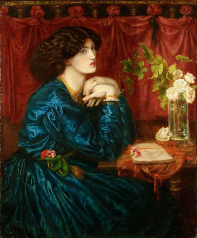Dante Gabriel Rossetti. Robe en soie bleue. Portrait de Jane Morris, Mme William Morris
