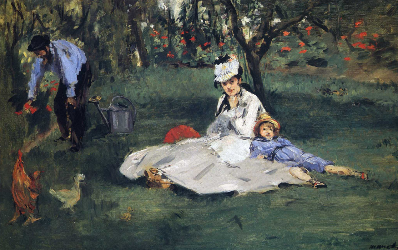 Edouard Manet. The Monet family in their garden at Argenteuil