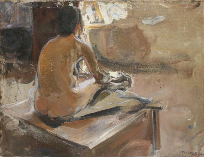 Semyon Gavriilovich Nikiforov. In the workshop of the painting school
