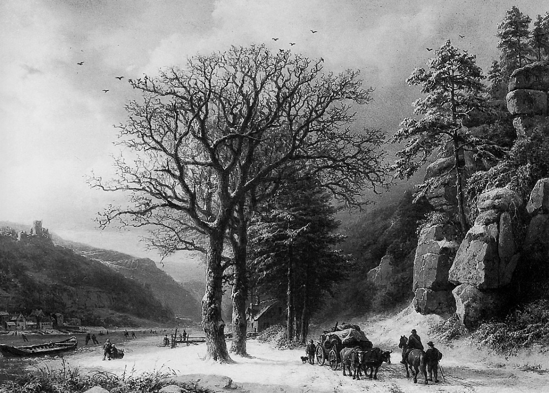 Barend Cornelis Kukkuk. Winter landscape on the Elbe