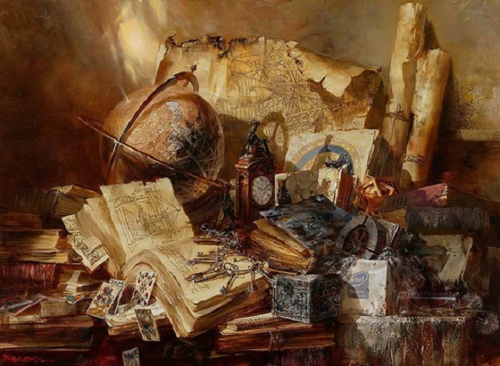 Ivan Efimovich Slavinsky. Still life with a globe