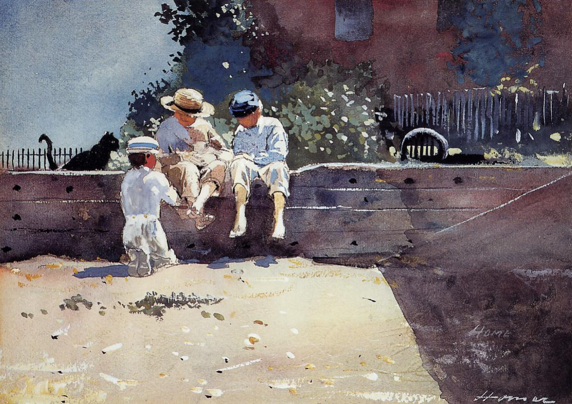 Winslow Homer. Boys and kitten