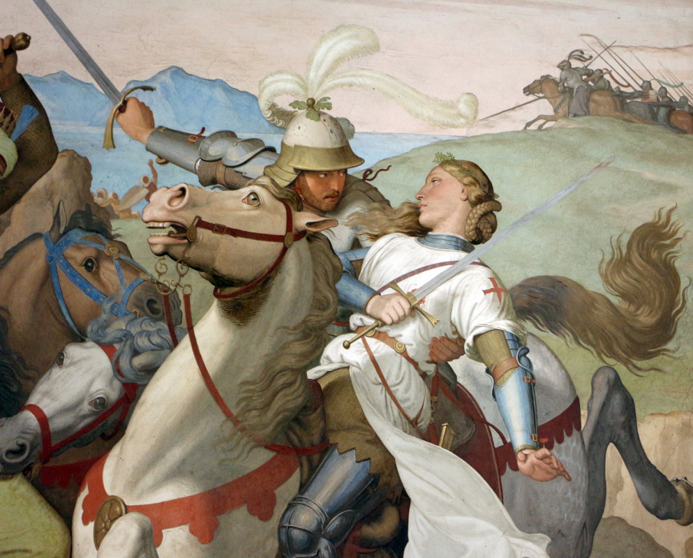 The frescoes of the villa Massimo, Tasso Hall: Argante, Rinaldo and Clorinda in battle