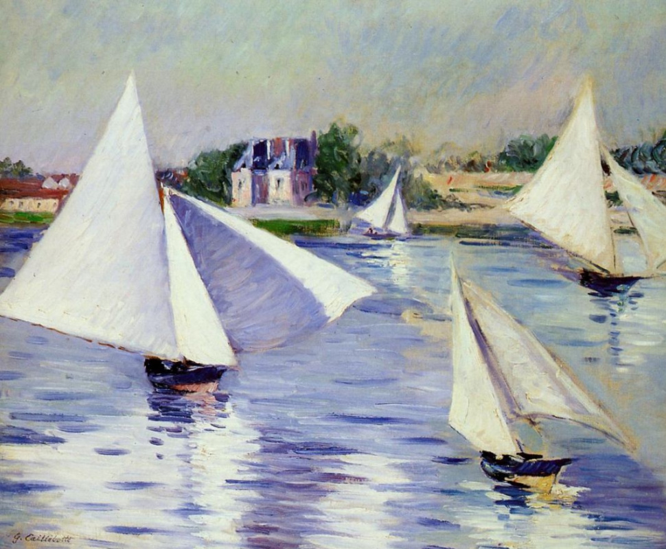 Gustave Caillebotte. Sailing boats on the Seine at Argenteuil