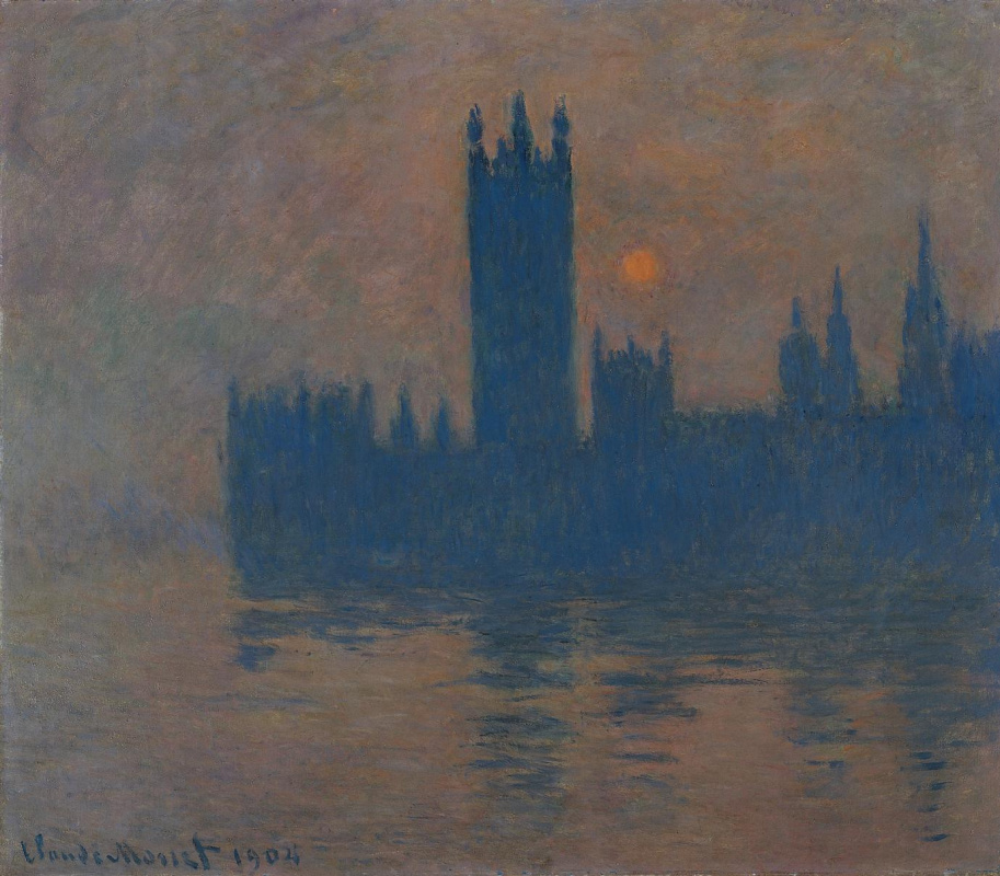 Claude Monet. Parliament house at sunset