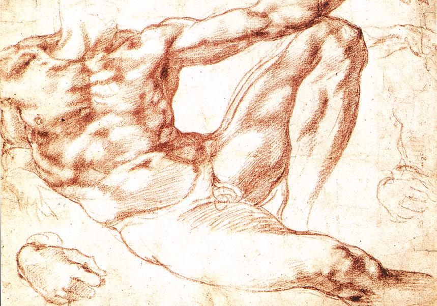 Michelangelo Buonarroti. Sketch for the fresco "Creation of Adam"