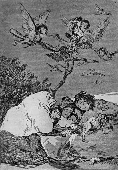 Francisco Goya. "All will perish" (Series "Caprichos", page 19)