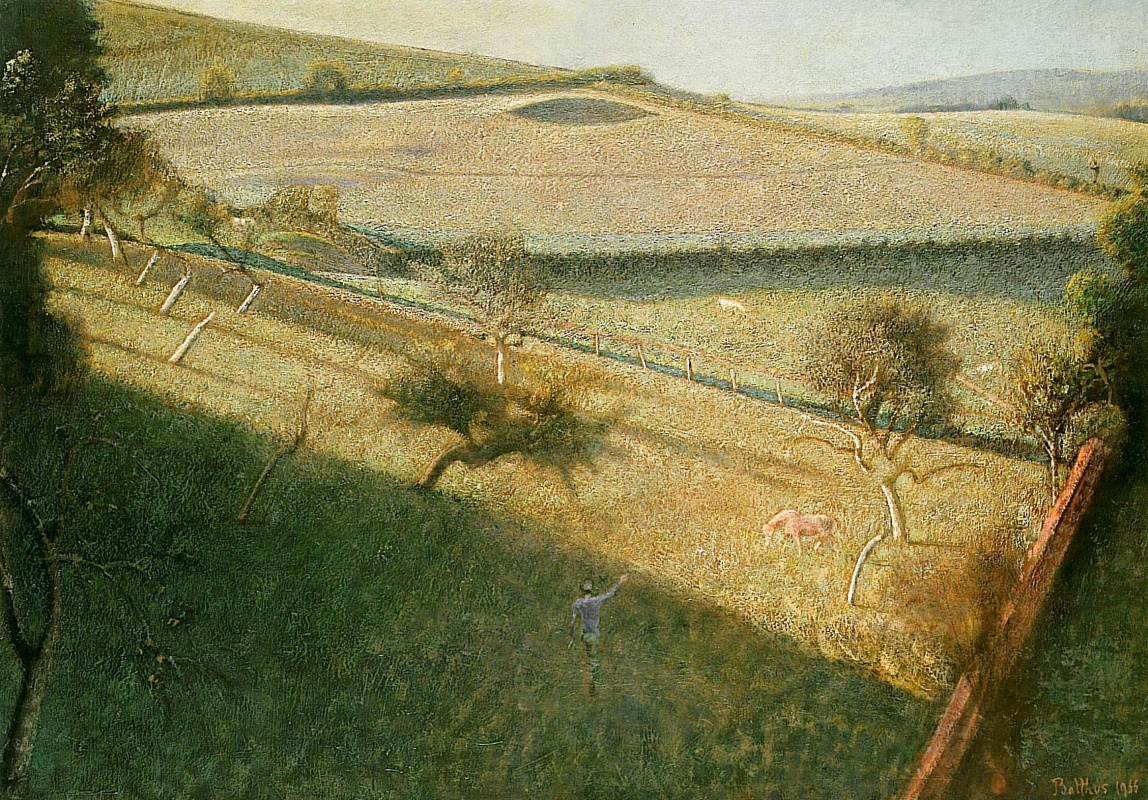 Balthus (Balthasar Klossovsky de Rola). Large landscape with trees and fields