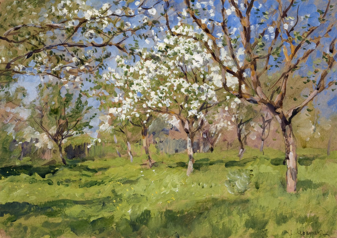 Isaac Levitan. Blooming Apple trees