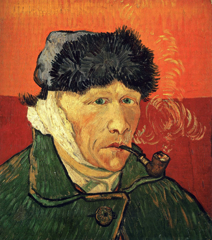 Vincent van Gogh. Self-portrait with bandaged ear and pipe