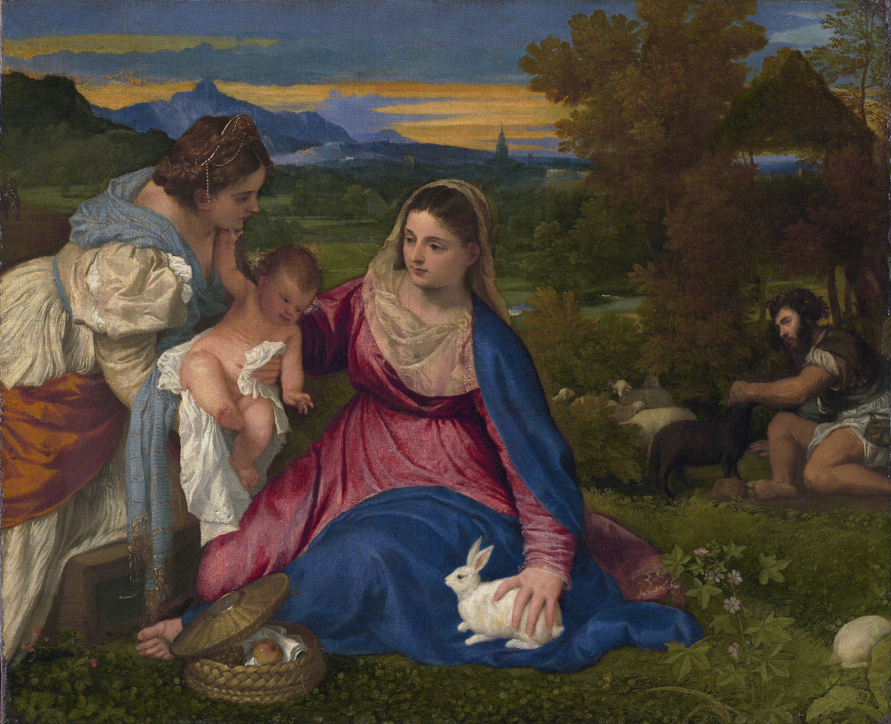 Titian Vecelli. Madonna and child with Catherine of Alexandria, or the Madonna with a rabbit