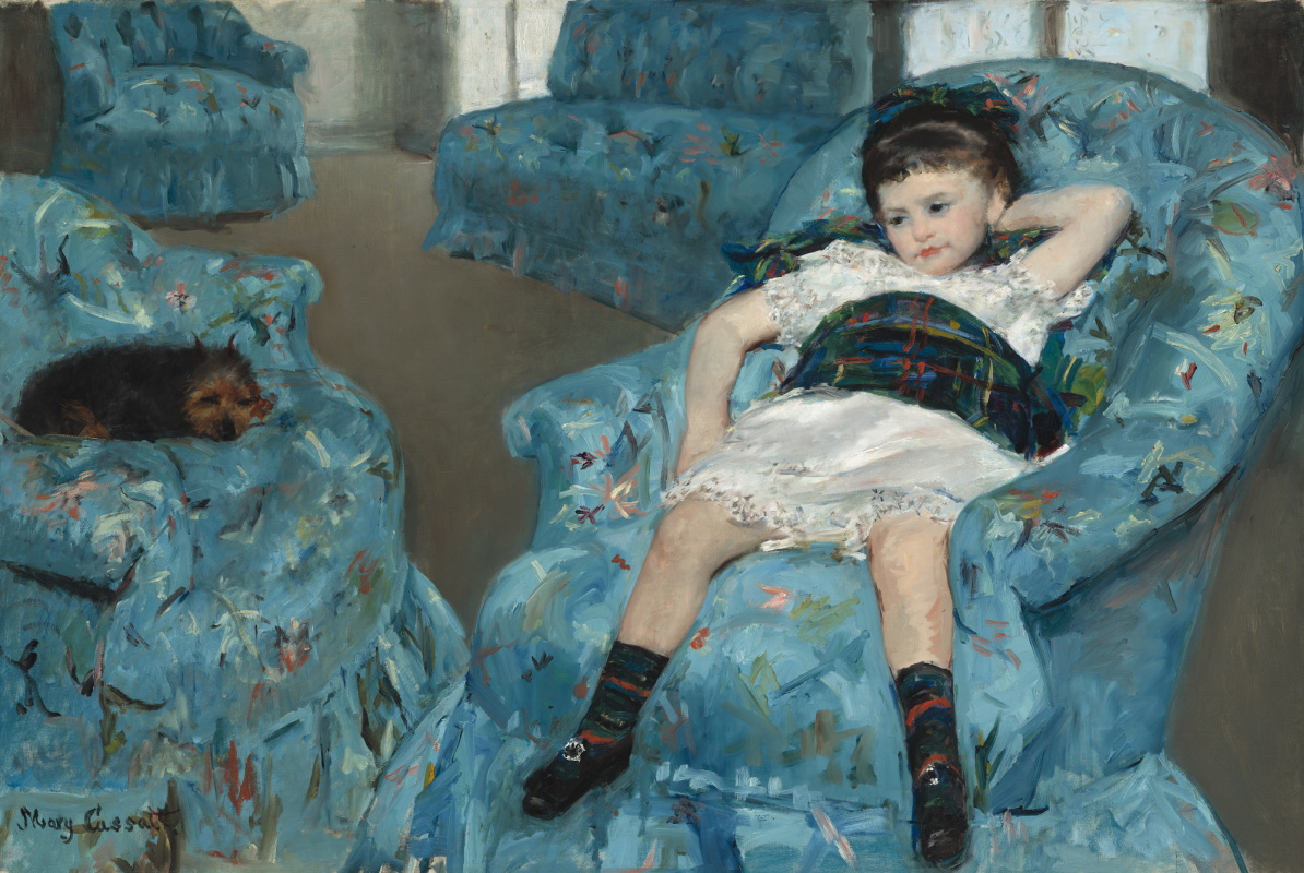 Mary Cassatt. Little girl in a blue armchair