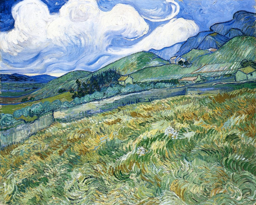 Vincent van Gogh. Wheat field with mountains in the background