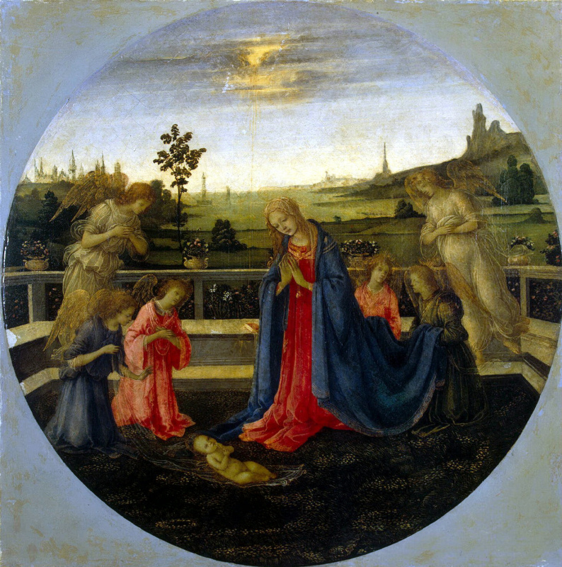 Filippino Lippi. The worship of the infant Christ