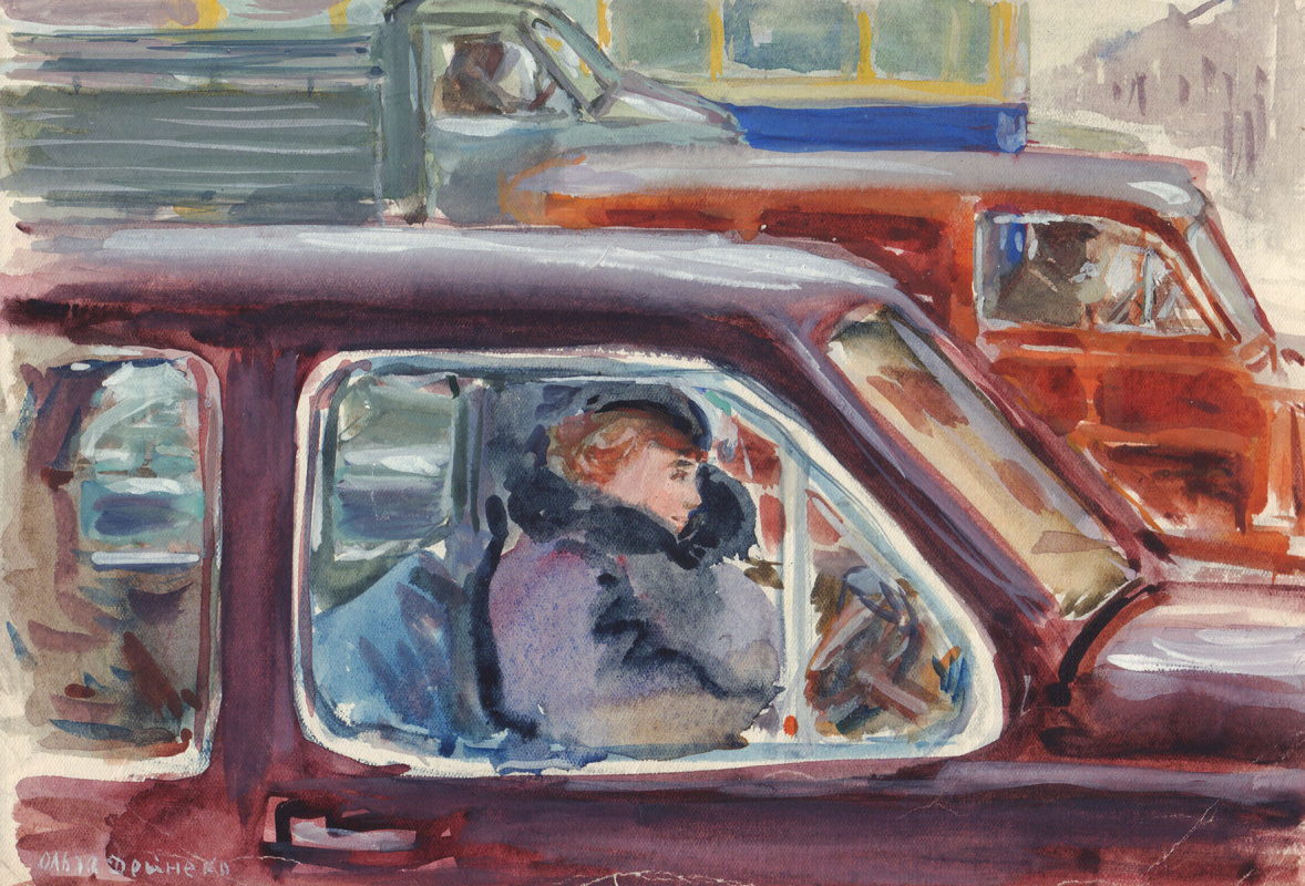 Olga Konstantinovna Deineko. At a traffic light. 1958