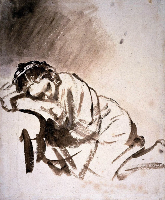 Rembrandt Harmenszoon van Rijn. Woman sleeping (Hendrickje)