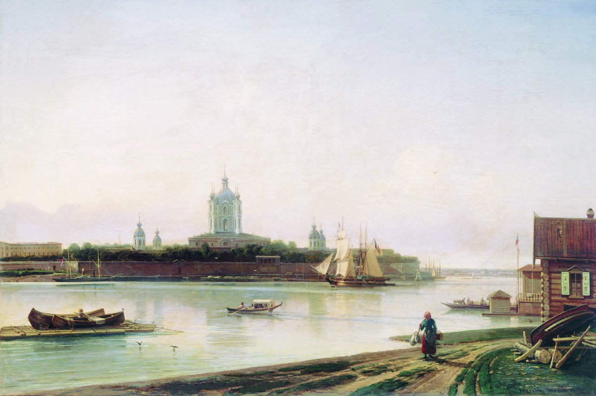 Alexey Petrovich Bogolyubov. View of the Smolny Monastery from Bolshaya Okhta