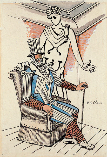 Giorgio de Chirico. 1929年俄罗斯芭蕾舞团纪念品节目封面的素描