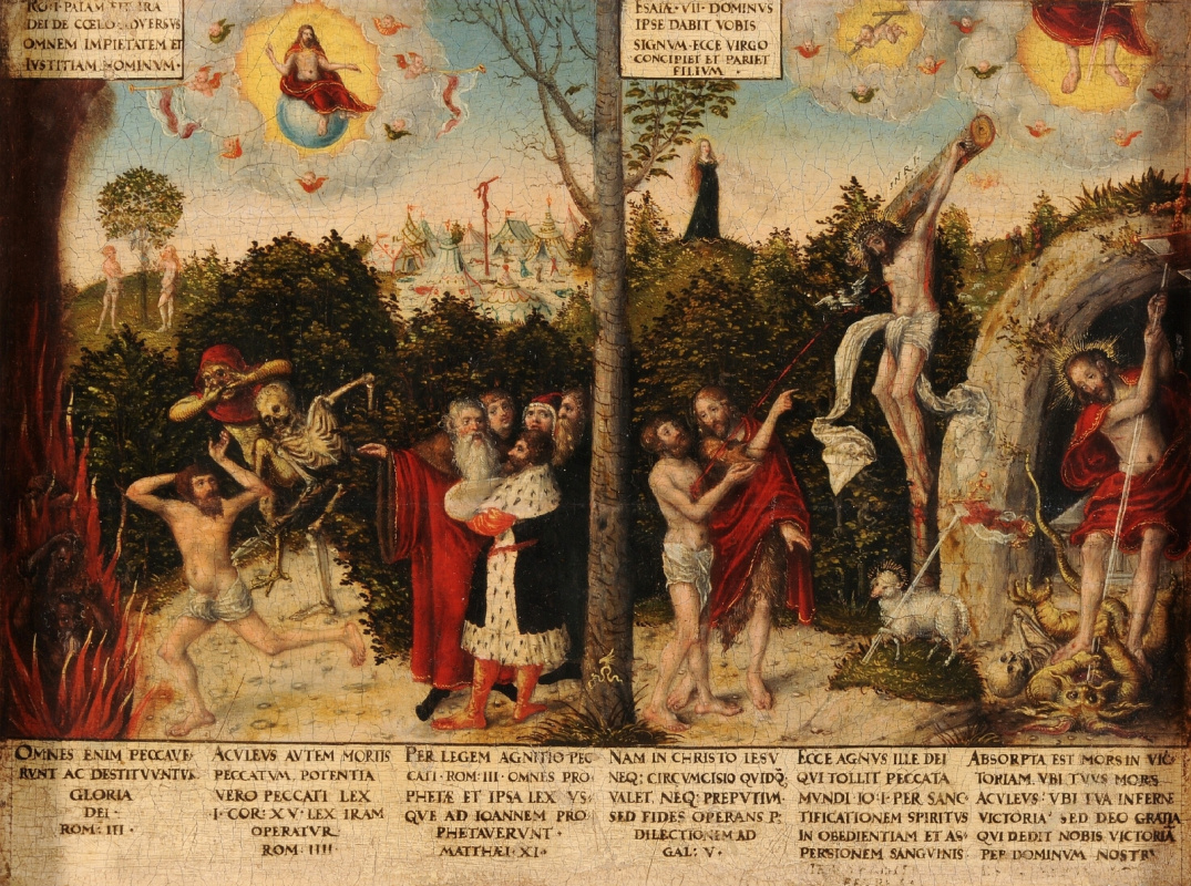 Lucas the Younger Cranach. De la malédiction et de la Rédemption (la Loi et la grâce) ca. 1550