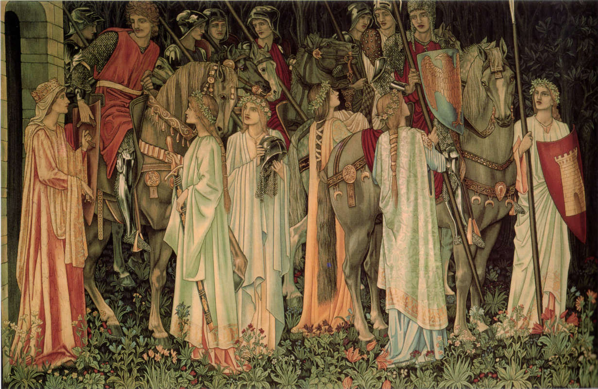 Edward Coley Burne-Jones. Armament and departure of the Knights of the Round Table in search of the Holy Grail