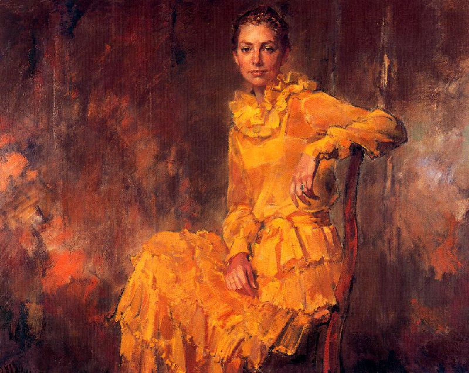 lady in orange dress painting Art Print 'Flaming June', Woman in an Orange Dress by Frederic Leighto   MinimalType