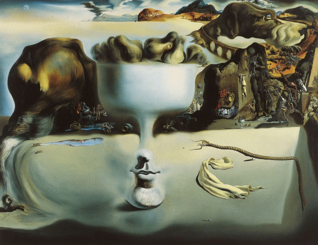 Salvador Dali. Apparition of a face and fruit dish on a beach