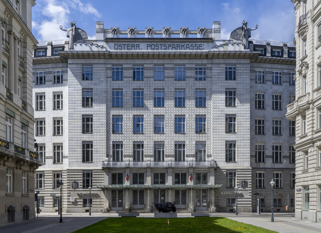 Otto Koloman Wagner. The front façade of the Austrian Postal Savings Bank (Österreichische Postsparkasse)