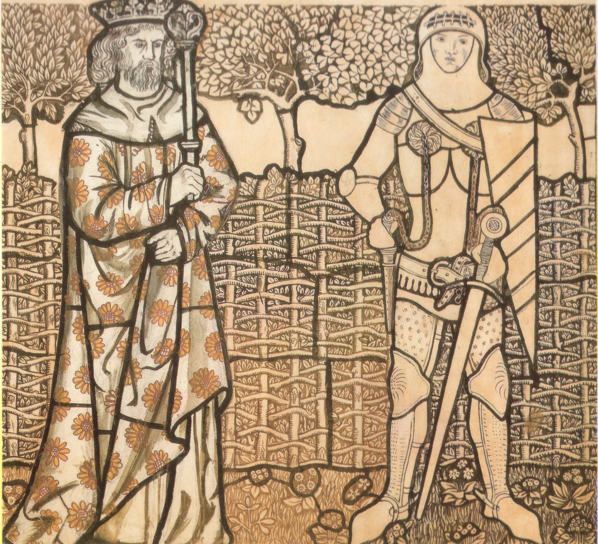 King Arthur and Sir Lancelot. Stained glass window project