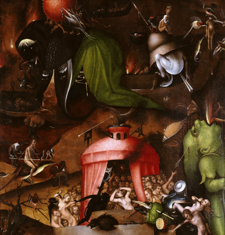 Lucas Cranach the Elder. Altar. The Last Judgment (by Jerome Bosch) right panel Hell Picture Gallery of Old Masters, Berlin detail