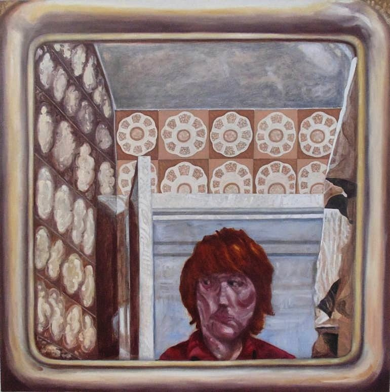 Chris Waddington. Self Portrait: Reflection in a Bathroom Mirror.