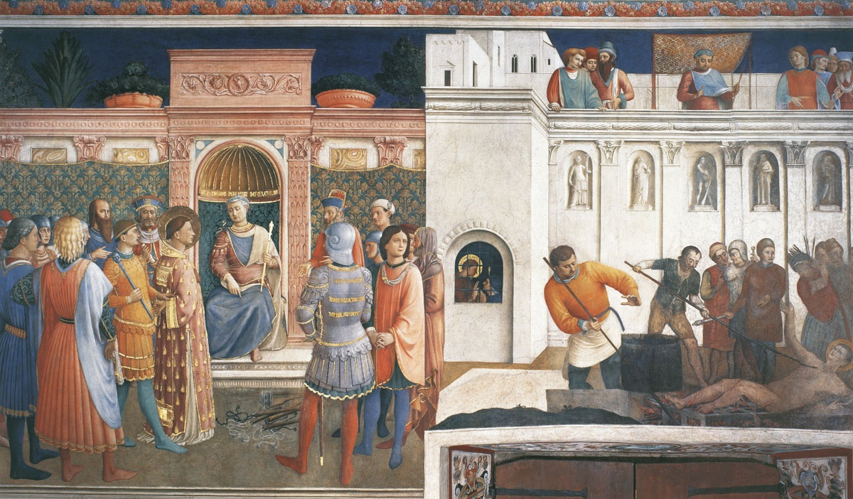 Fra Beato Angelico. Condemnation of St. Lawrence by the Emperor Valerian. The Martyrdom of St. Lawrence. 1447-1449