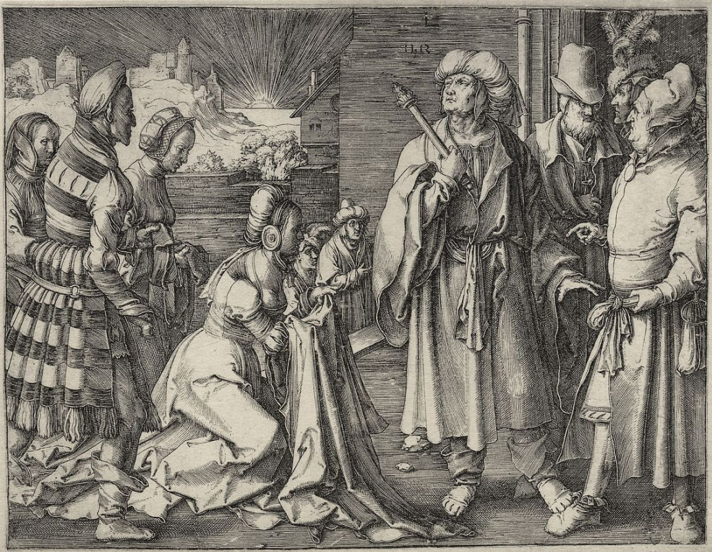 Lucas van Leiden (Luke of Leiden). Potiphar's wife accuses Joseph