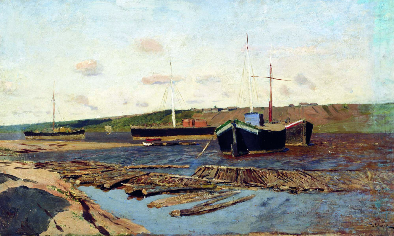 Isaac Levitan. Volga. Barges