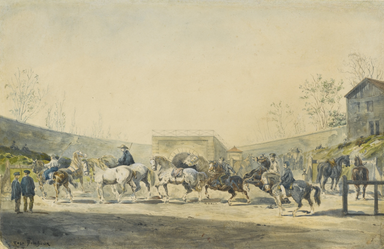 Rose Bonhur. The horse market (watercolor)