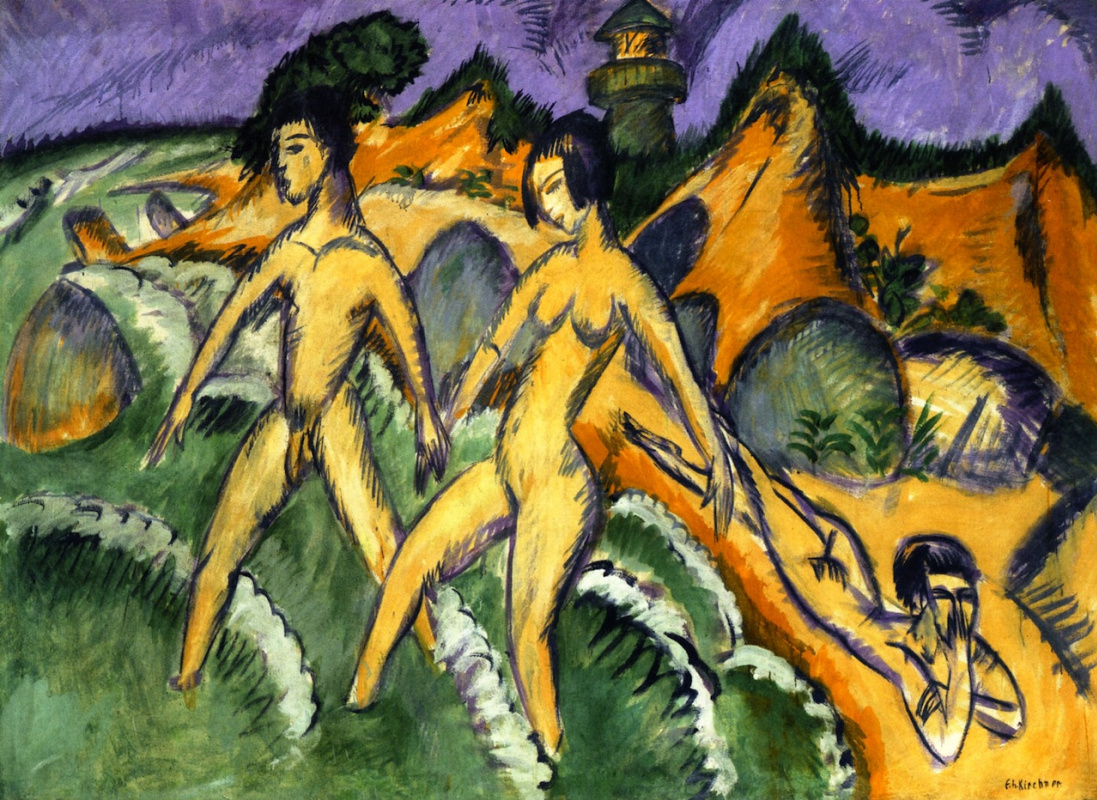 Ernst Ludwig Kirchner. 沐浴者进入大海