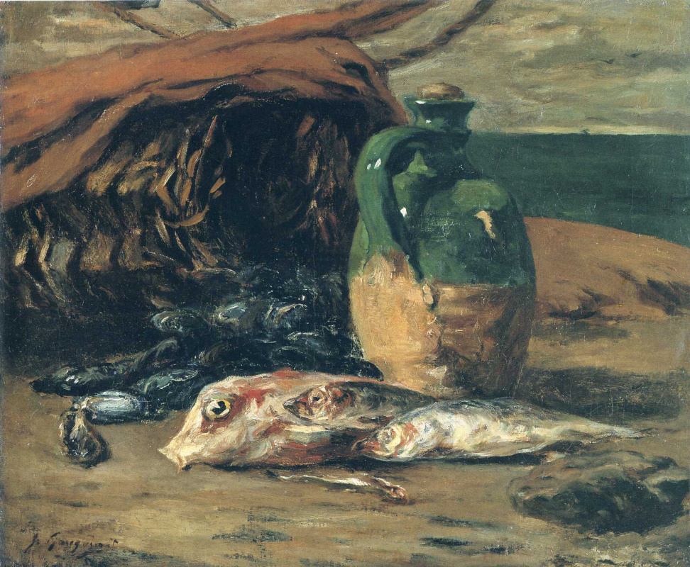 Paul Gauguin. Still life with red mullet and jug