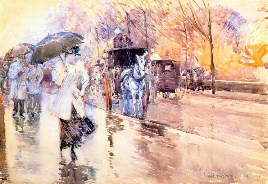 Childe Hassam. Rainy day on Fifth Avenue