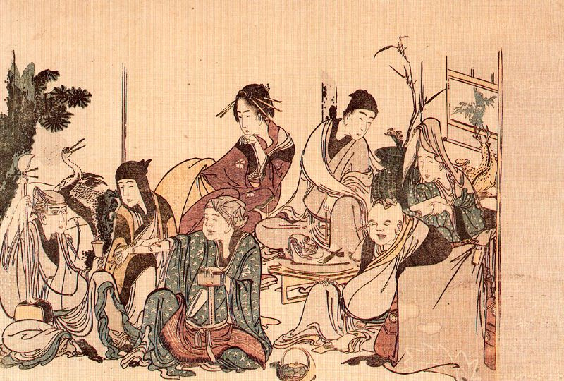 Katsushika Hokusai. Seven gods