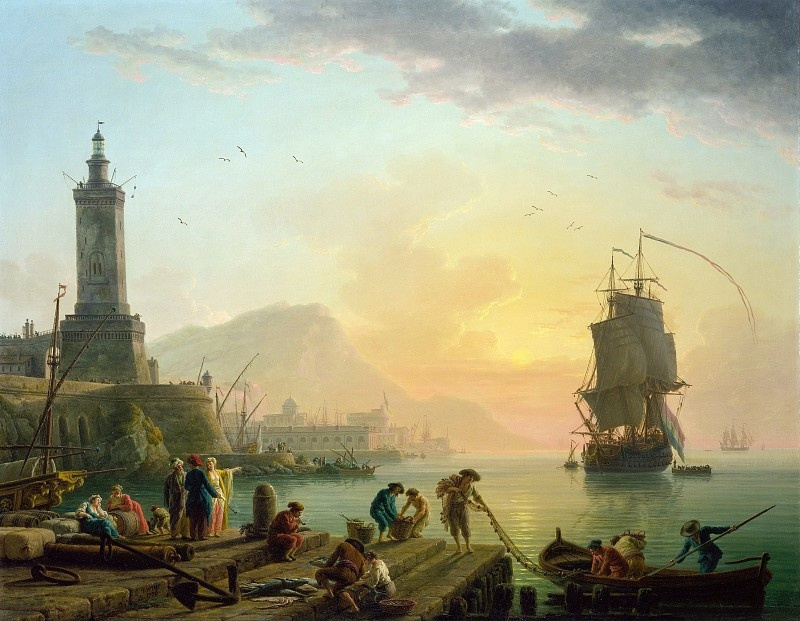 Claude Joseph Vernet. Calm at Mediterranean port