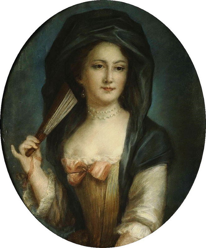 Rosalba Carriera (Carrera). Ritratto di una signora con un fan