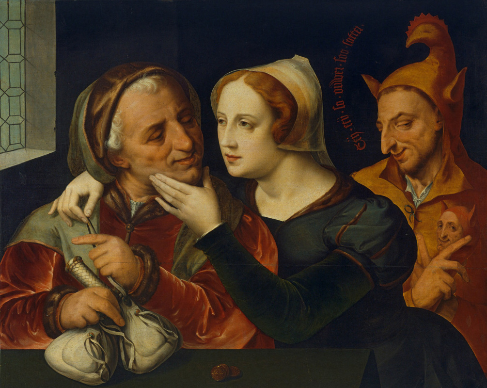 Quentin Massys. Couple with a jester