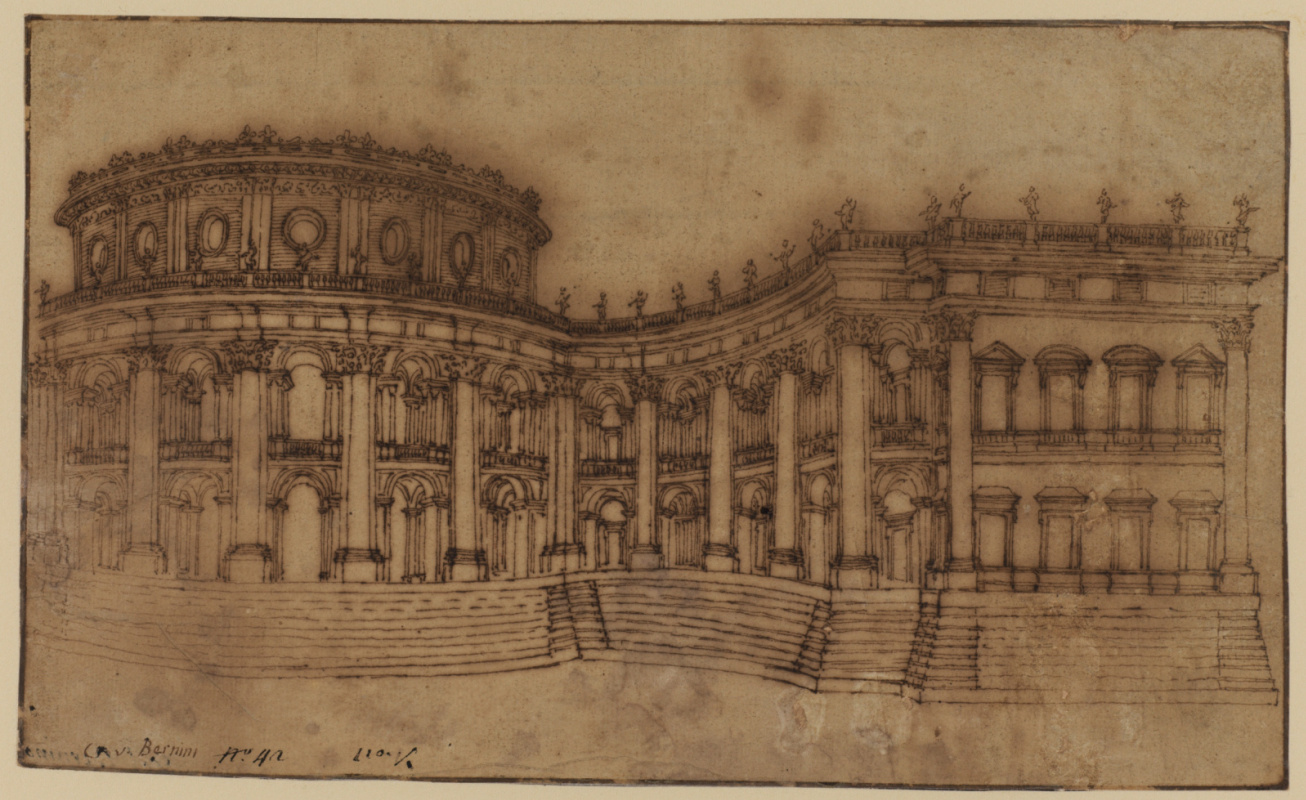 Gian Lorenzo Bernini. Louvre Museum, east facade. Sketch of the first project