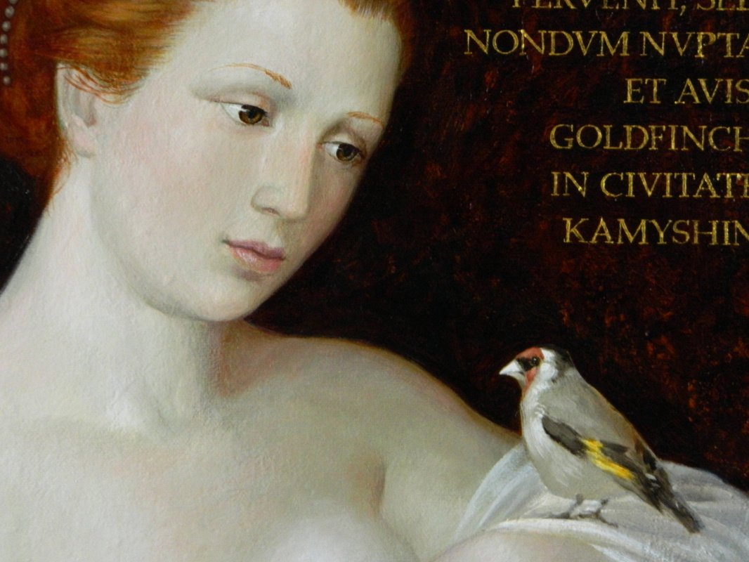 Girl with goldfinch in Kamyshin