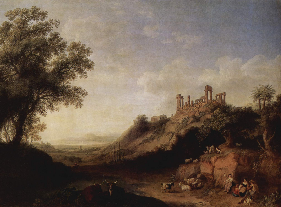 Jacob Philippe Hackert. A Sicilian landscape with temple ruins