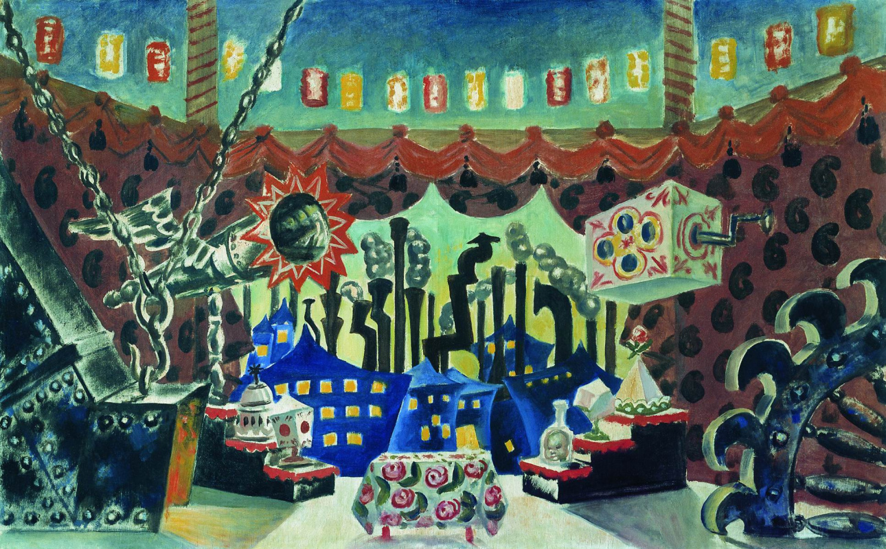 Boris Kustodiev. England. Sketch of scenery III for the production of the play by Blokh, E. I. Zamyatin (after the story "Lefty" by N. S. Leskov).