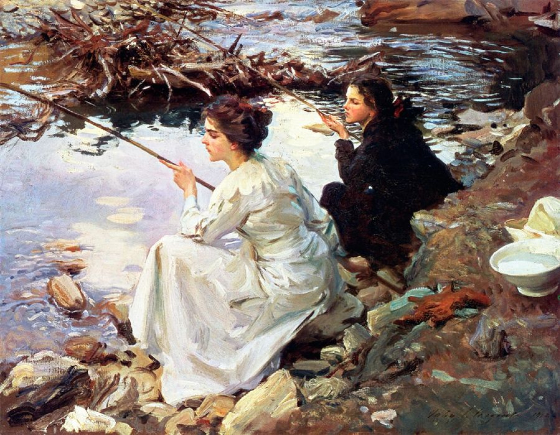 John Singer Sargent Dos chicas pescando, 1912, 72×56 cm: Descripción de la  obra | Arthive